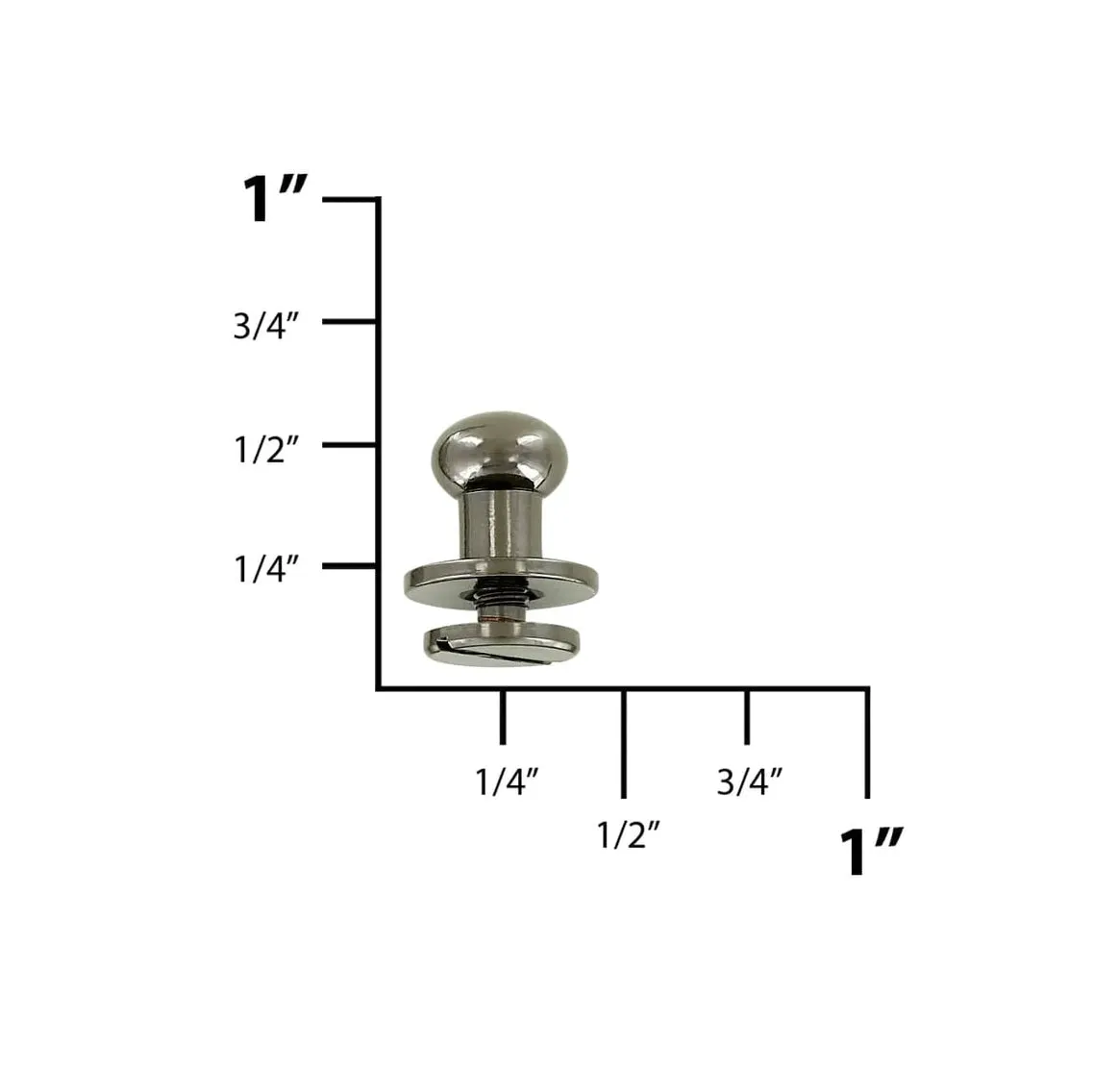 10mm, Gunmetal, Round Top Collar Button Stud with Screw, Solid Brass - PK5, #P-2509-GUNM