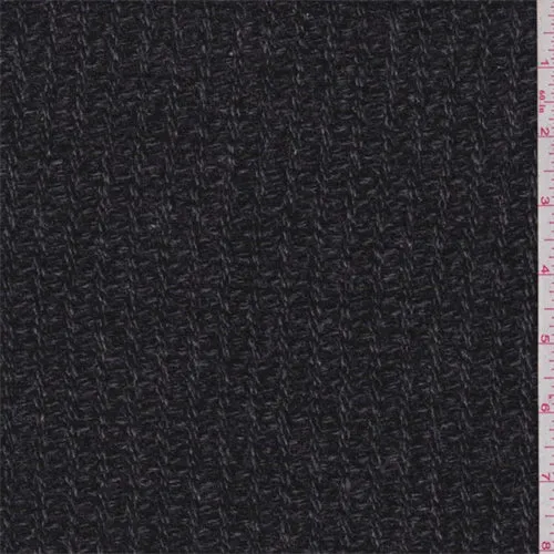 7/8 YD PC-Black/Grey Textured Wool Jacketing Fabric