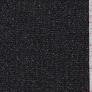 7/8 YD PC-Black/Grey Textured Wool Jacketing Fabric