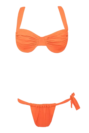 Anna Orange Ruched Low Rise Bikini