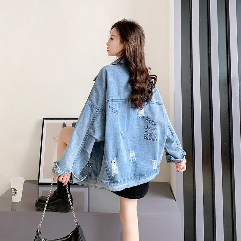 Autumn Loose Hole Denim Coat