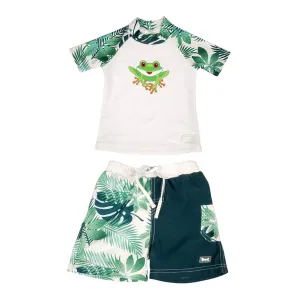 Baby Banz Short Sleeved Two-Piece Boys Swimsuit - Frog (18 Months, 12kg)