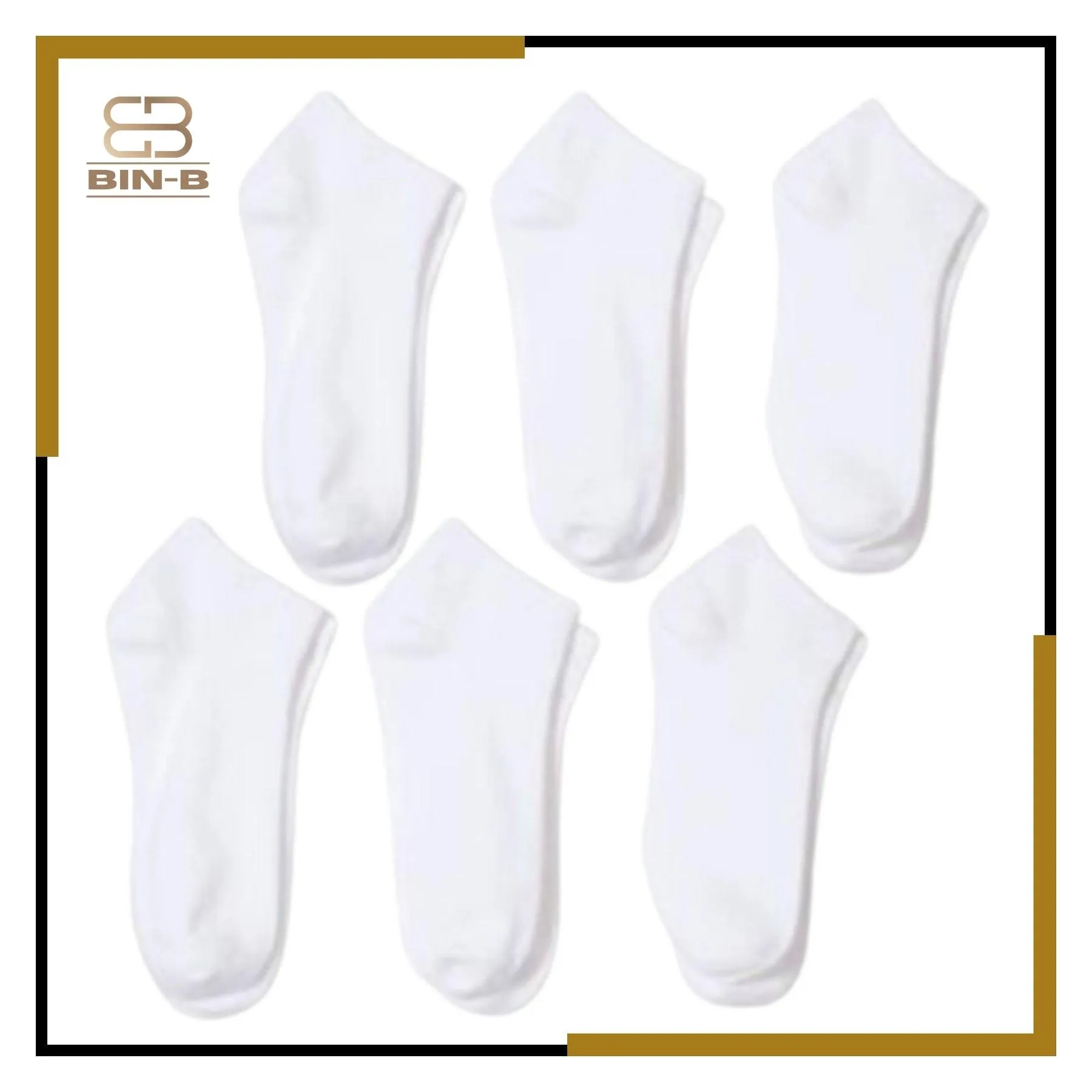 BIN-B 6 Pairs Cotton Ankle Socks For Men Women - 3 Random colors