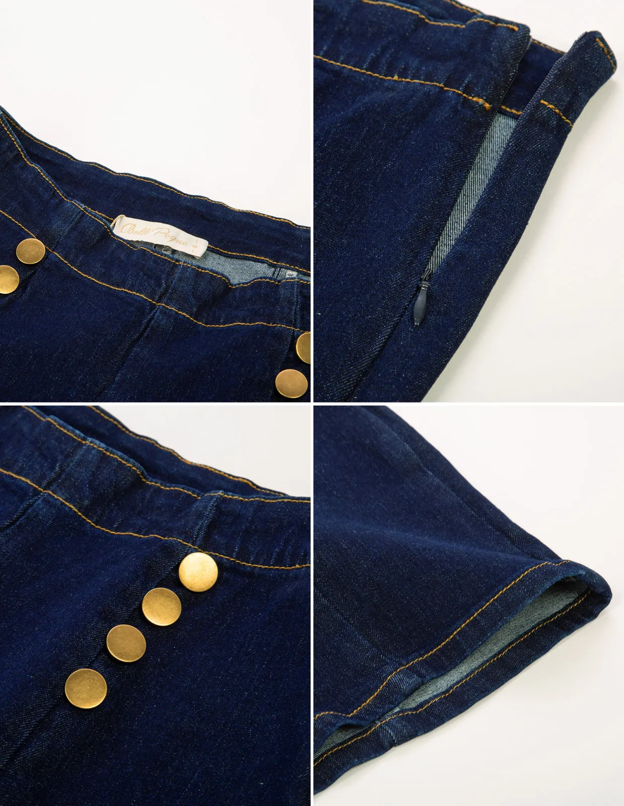 Buttons Decorated Jean Shorts High Waist Mid-Thigh Short Jeans