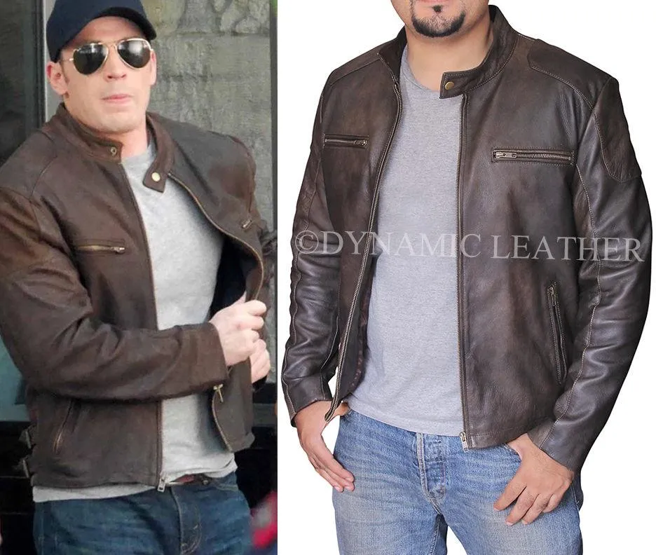 Captain America Civil War Steve Rogers Brown Distressed Cowhide Leather Jacket