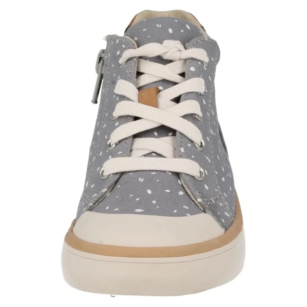 Clarks Comic Whiz Grey Canvas Younger Girls Hi-Top