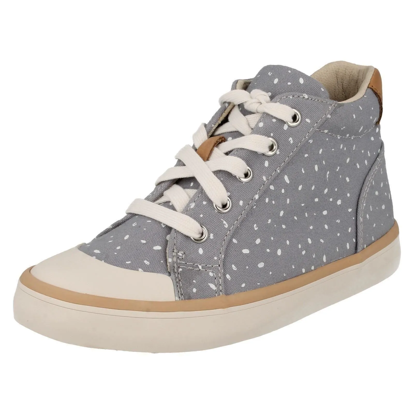 Clarks Comic Whiz Grey Canvas Younger Girls Hi-Top