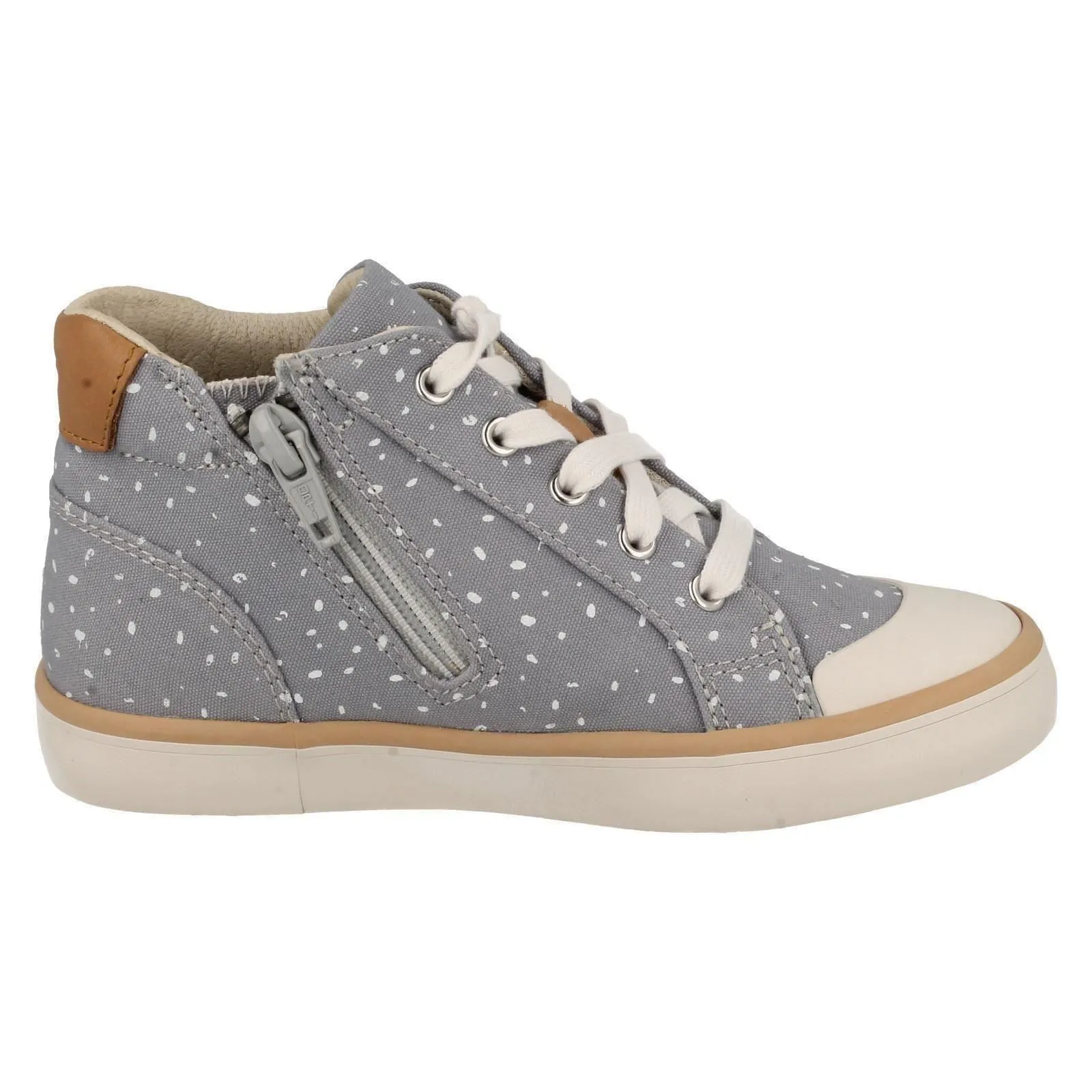 Clarks Comic Whiz Grey Canvas Younger Girls Hi-Top