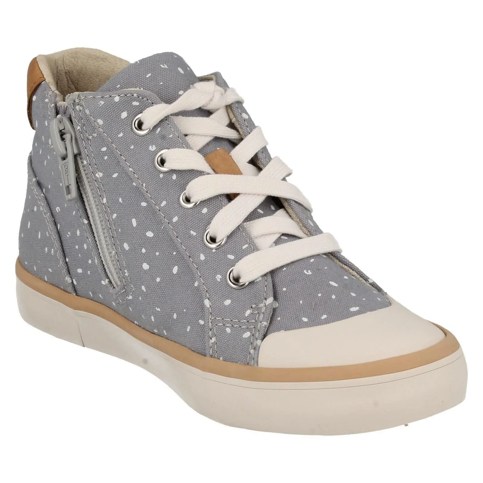 Clarks Comic Whiz Grey Canvas Younger Girls Hi-Top