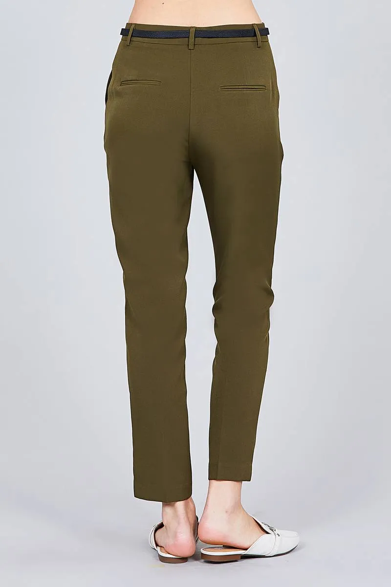 Classic Woven Pants W/belt - 2 colors