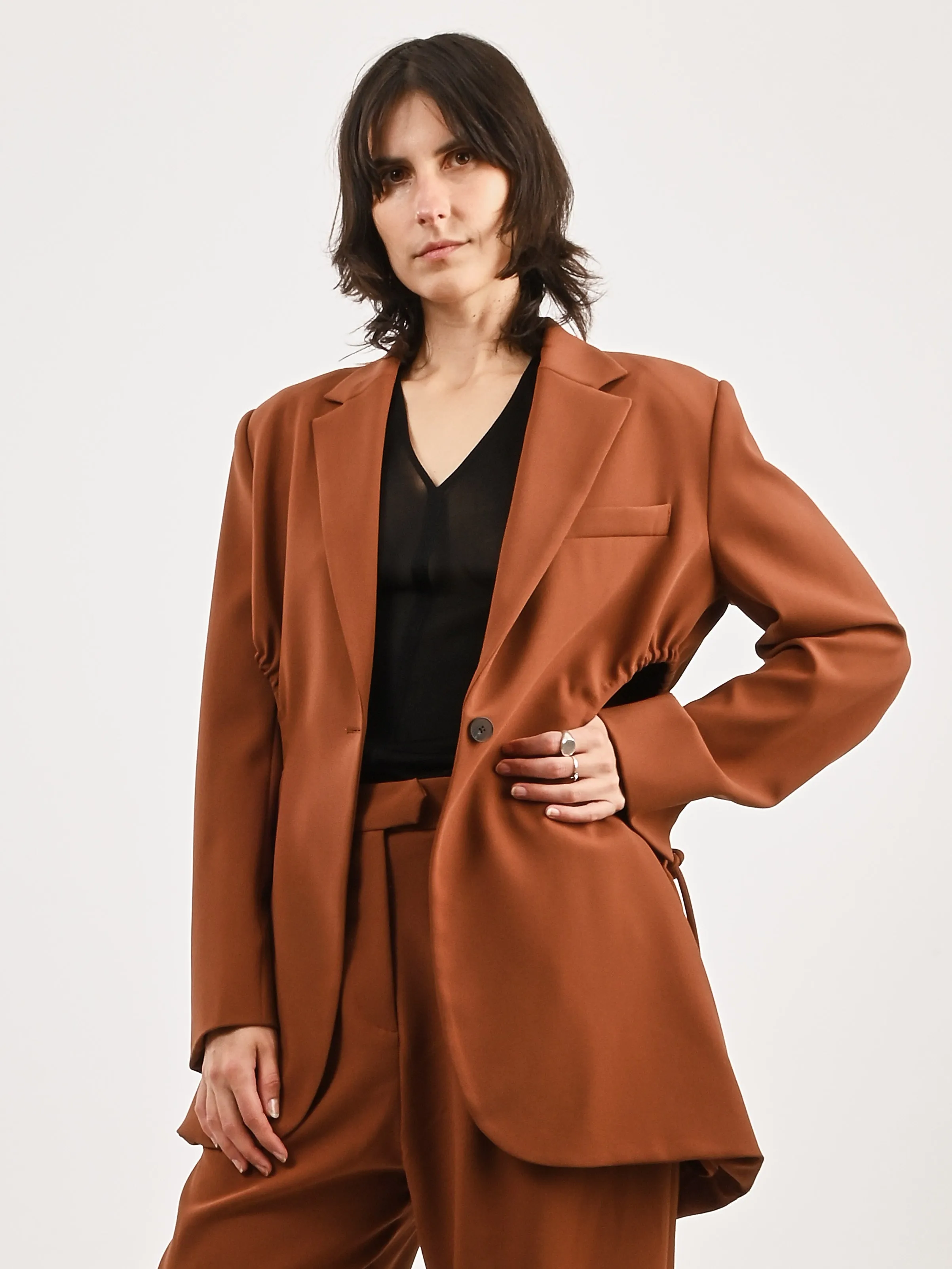 Clay Gathered Cutout Blazer