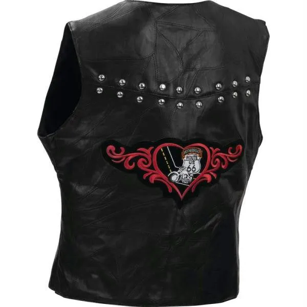 Diamond Plate Ladies Rock Design Genuine Lambskin Leather Vest- M