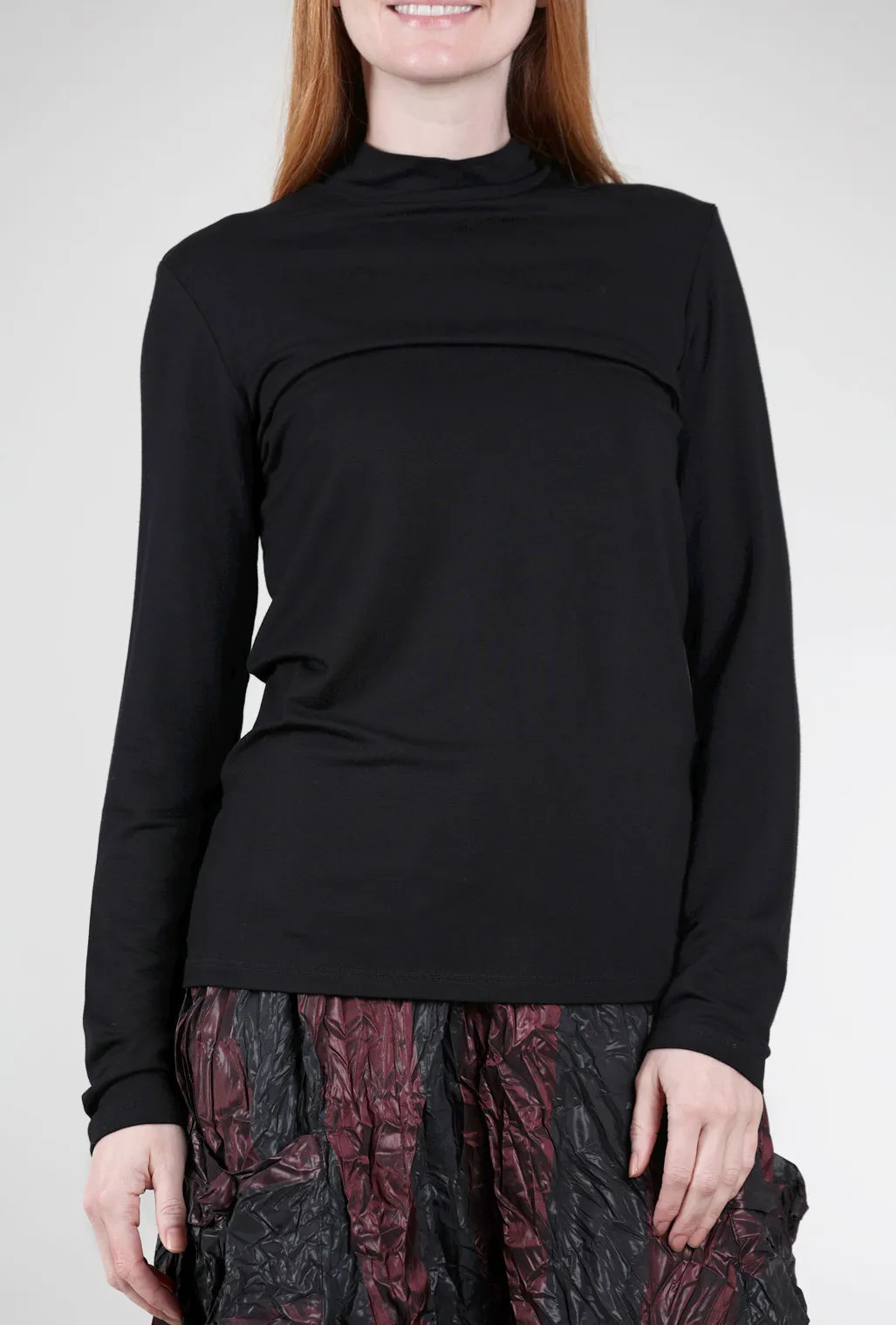 Essential Jersey Mock Neck, Black