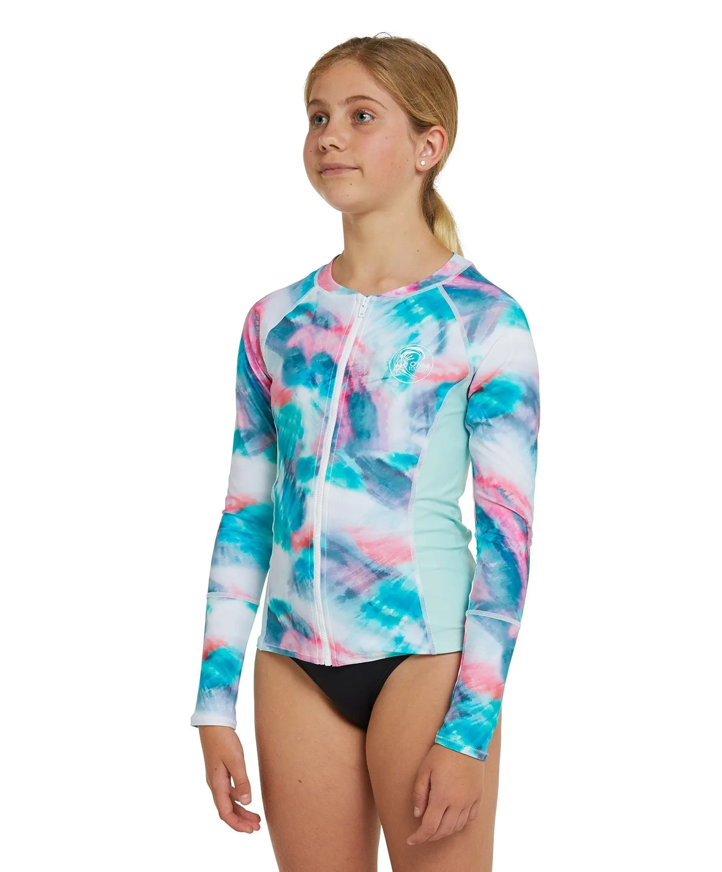 Girl's Bahia Long Sleeve Zip Through Rash Vest - Wavedye