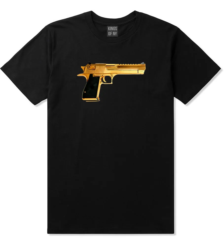 Gold Gun 9mm Revolver Chrome 45 T-Shirt