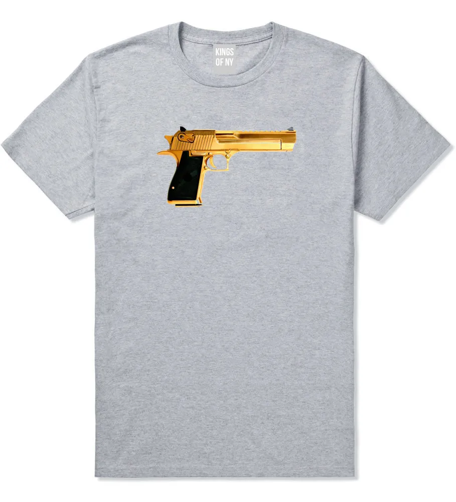 Gold Gun 9mm Revolver Chrome 45 T-Shirt