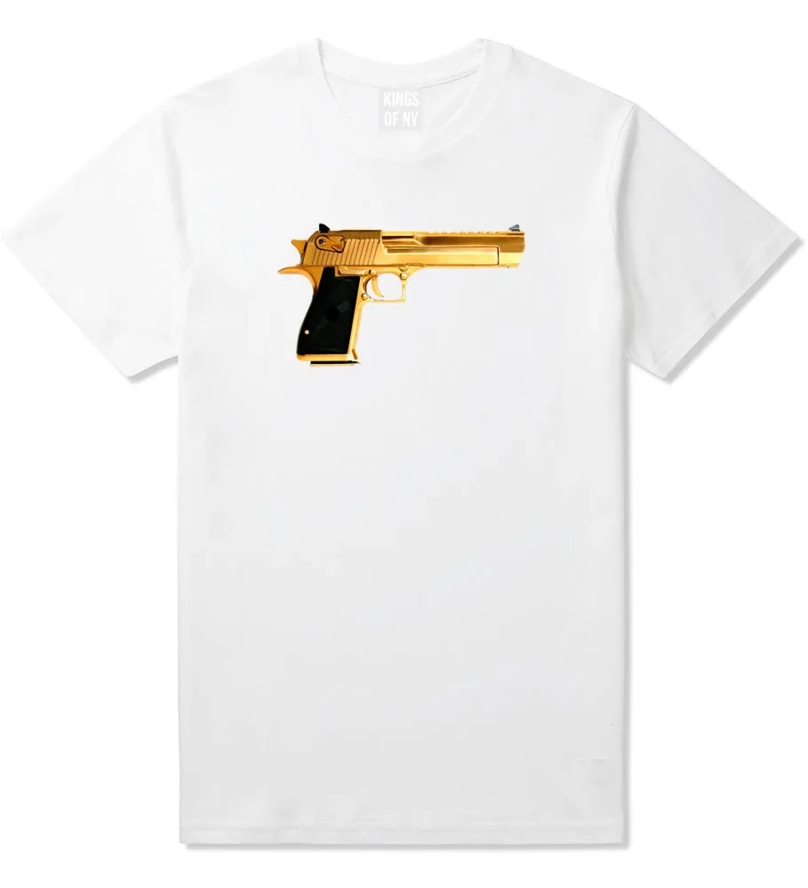 Gold Gun 9mm Revolver Chrome 45 T-Shirt