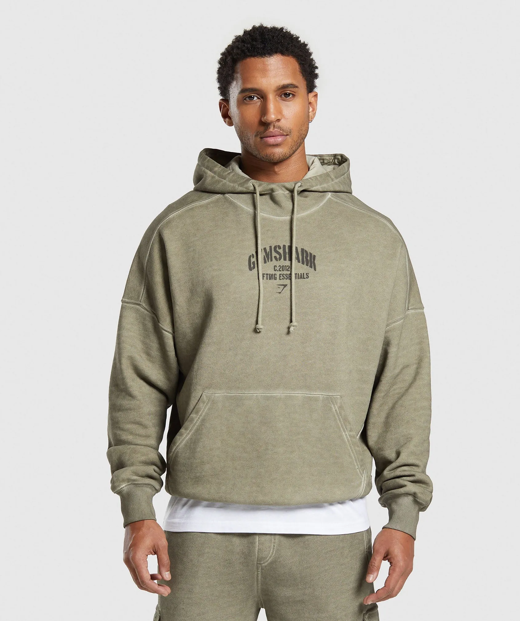 Gymshark Heavyweight Washed Hoodie - Utility Green