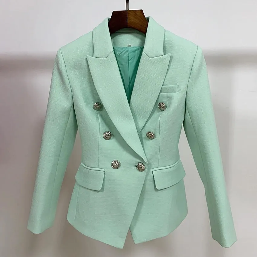 ICONIC MINT GREEN RED WITH SILVER BUTTONS BLAZER