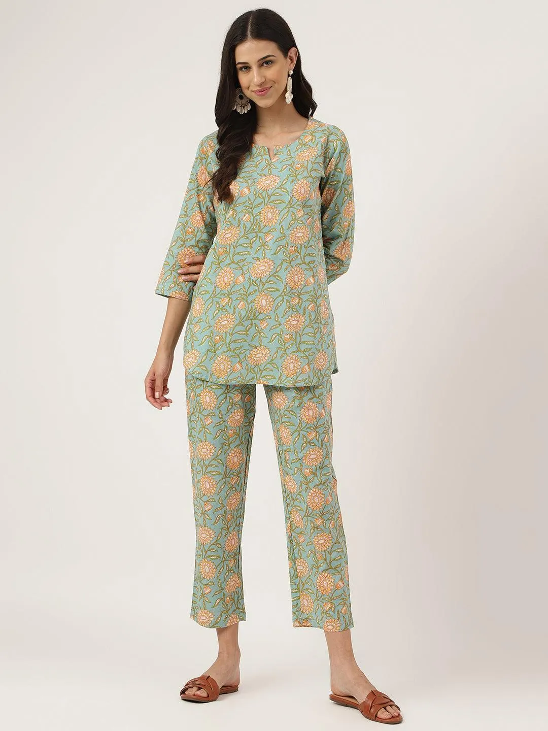 Jashvi Green Printed Loungewear/Nightwear