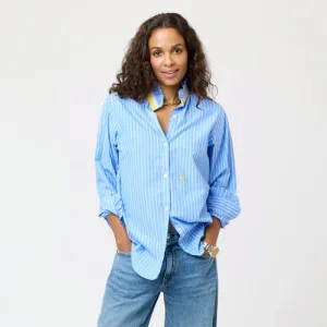 Kerri Rosenthal Mia Stripe Ruffle Shirt, Mid Blue