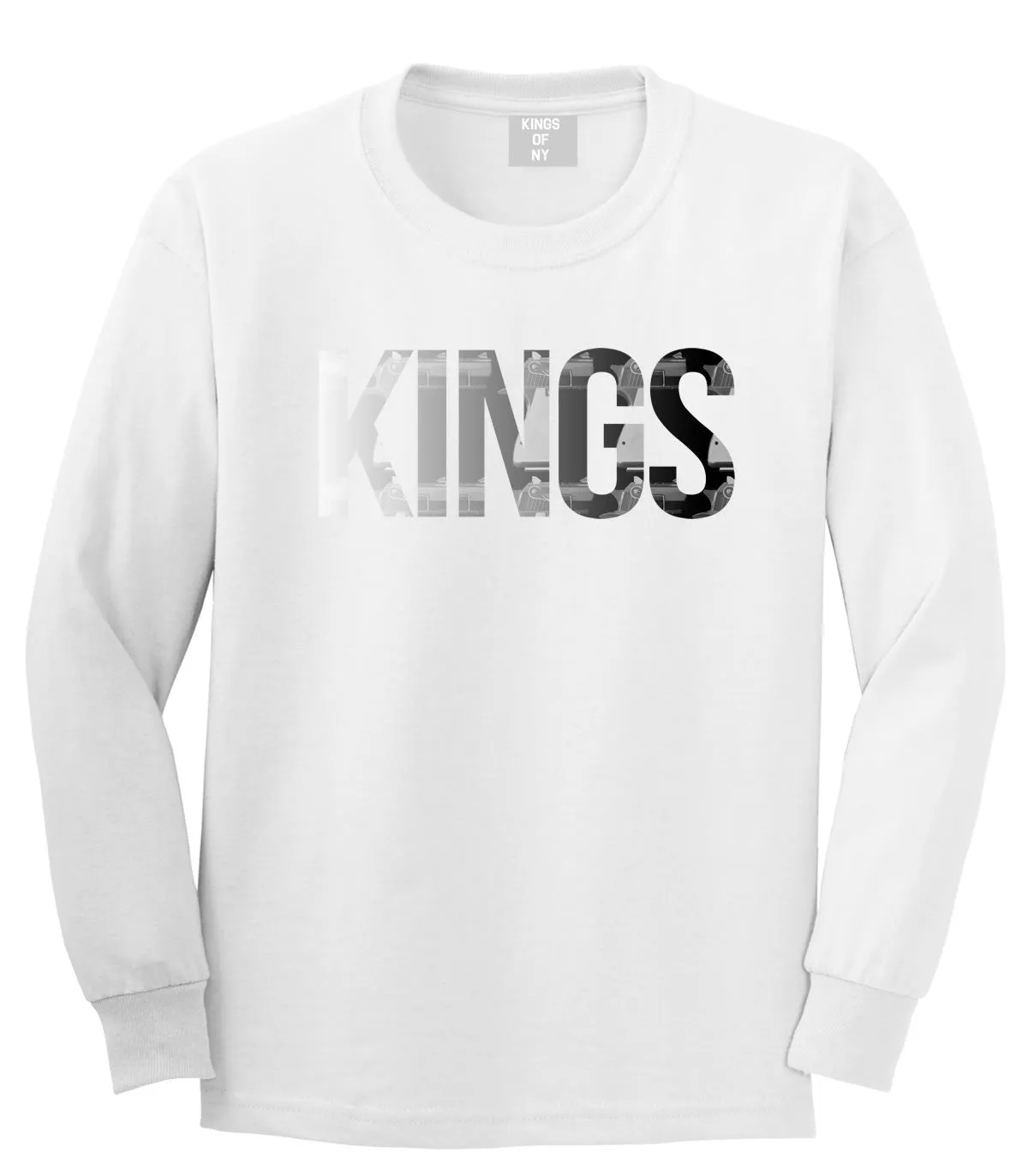 KINGS Gun Pattern Print Long Sleeve T-Shirt