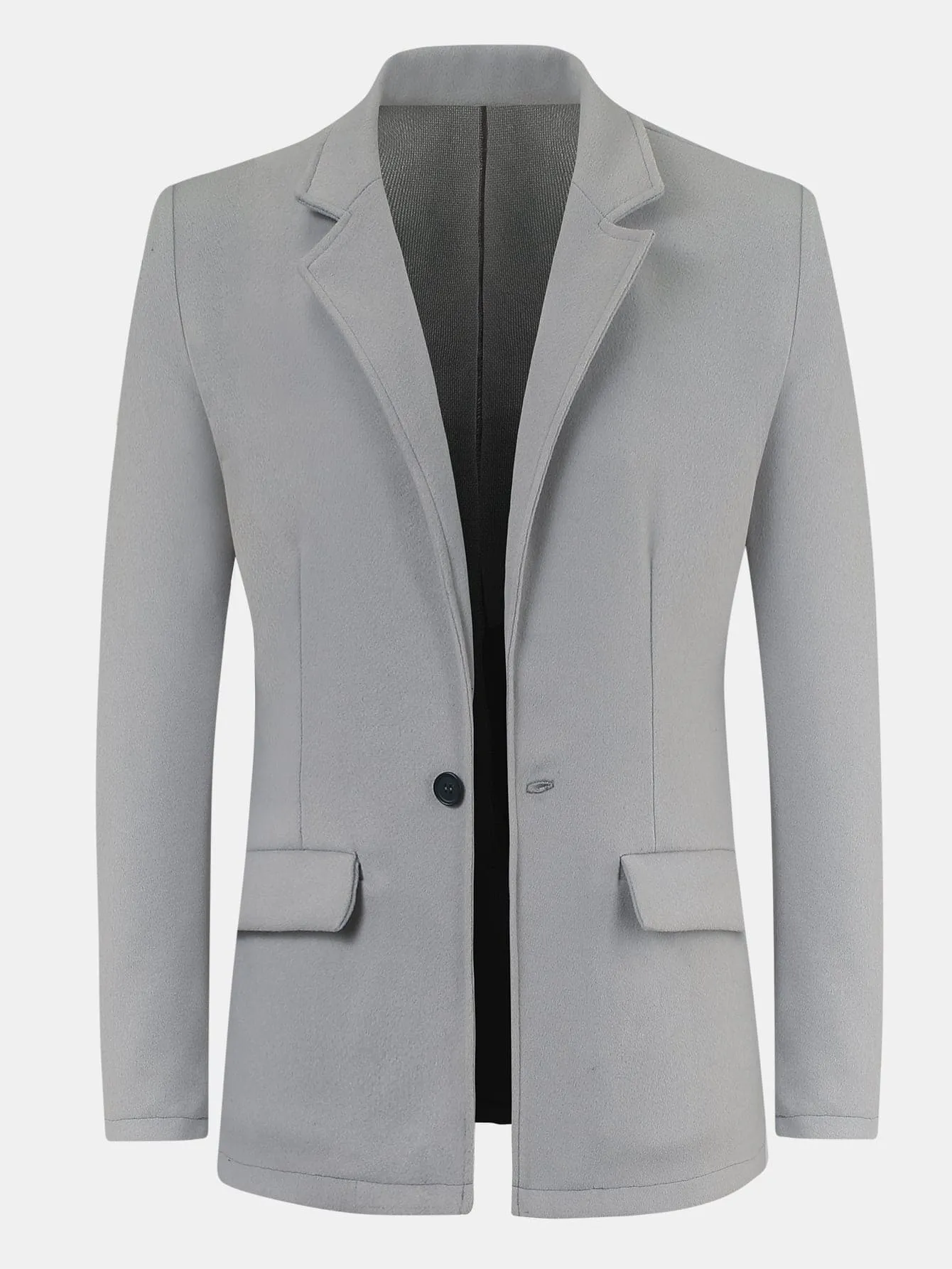 Light Grey Single Breasted Wool-Mix Blazer