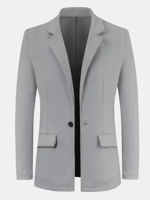 Light Grey Single Breasted Wool-Mix Blazer