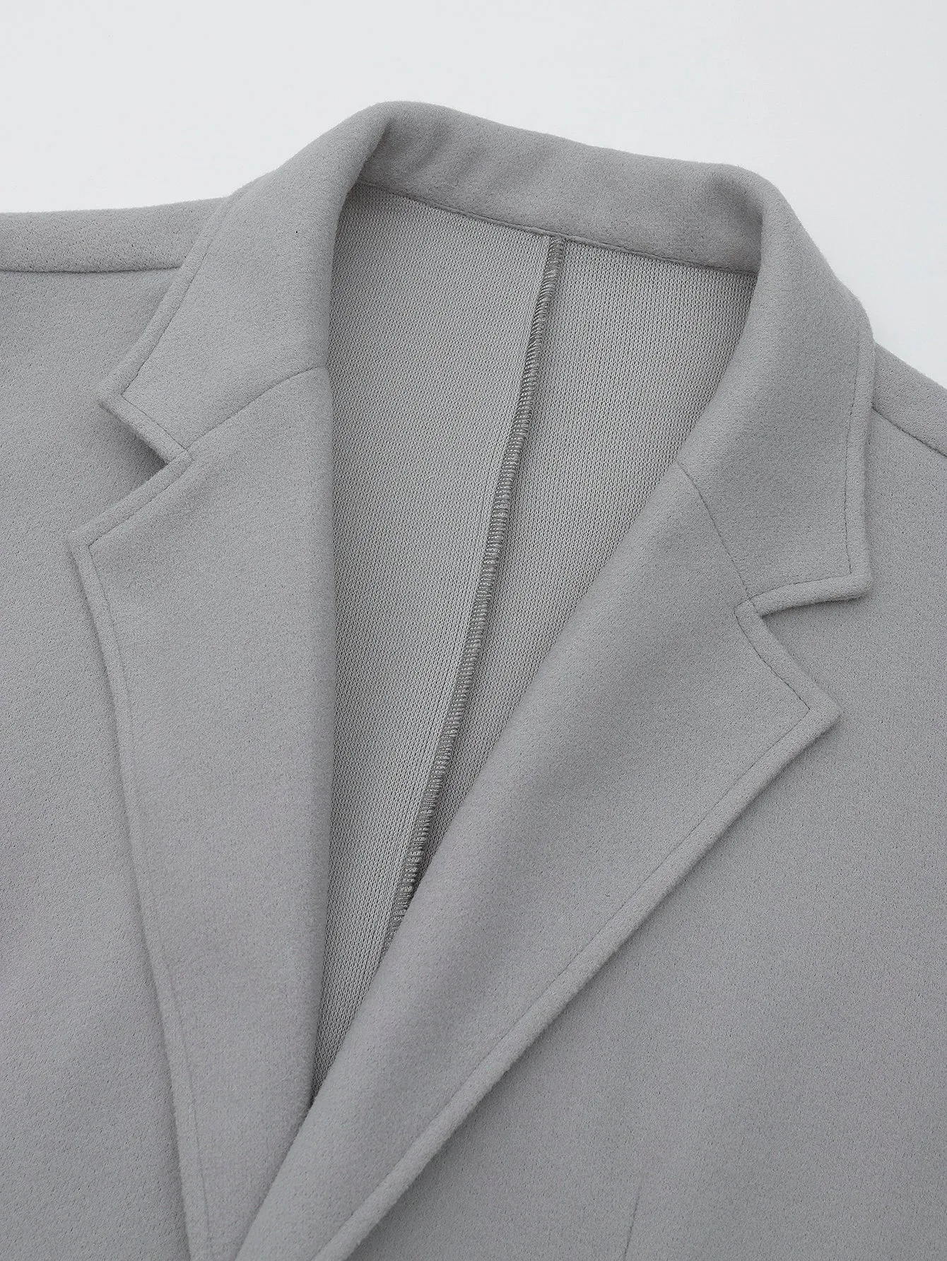 Light Grey Single Breasted Wool-Mix Blazer