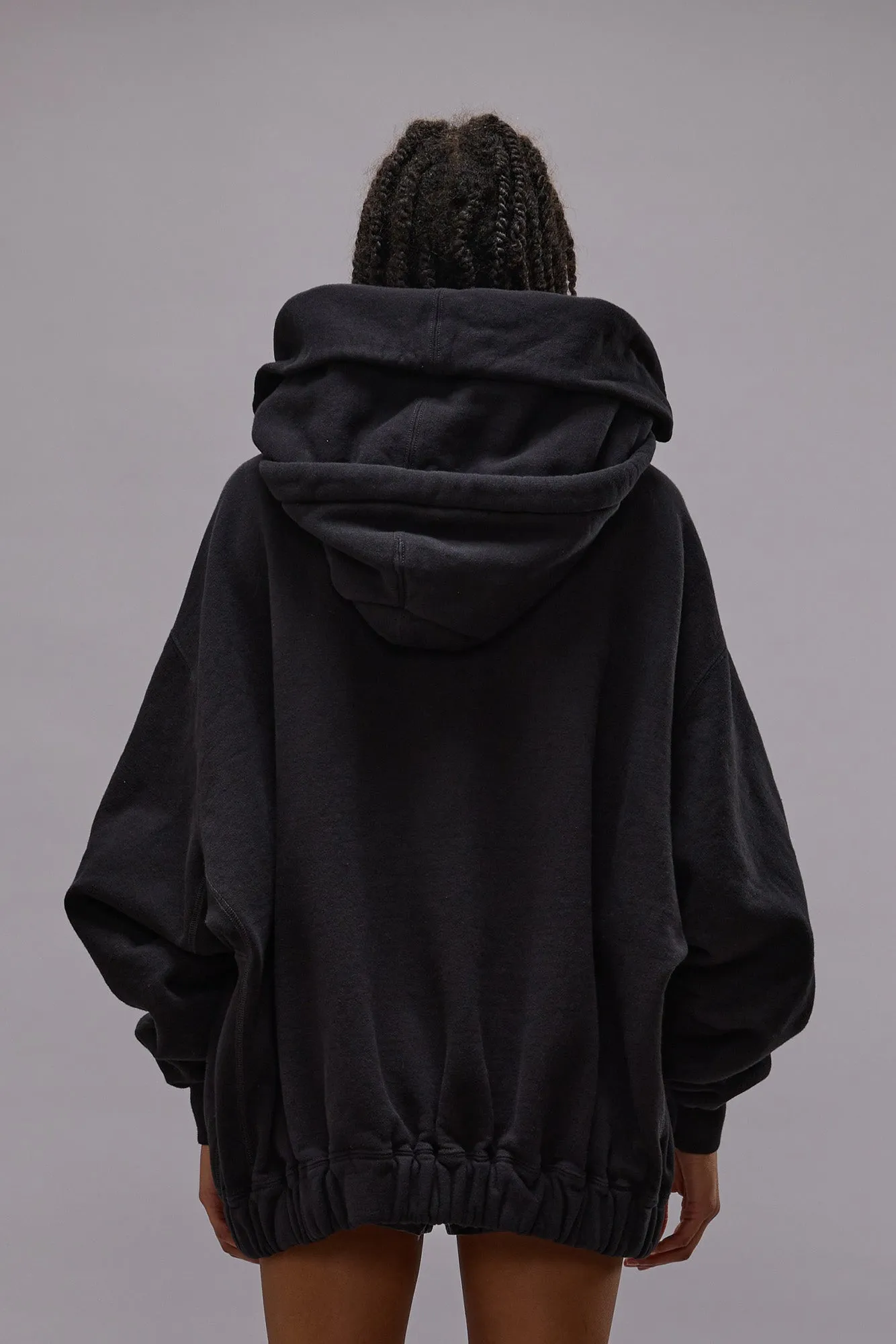 LILLIAN OVERSIZED SWEAT PARKA - BLACK FLEECE