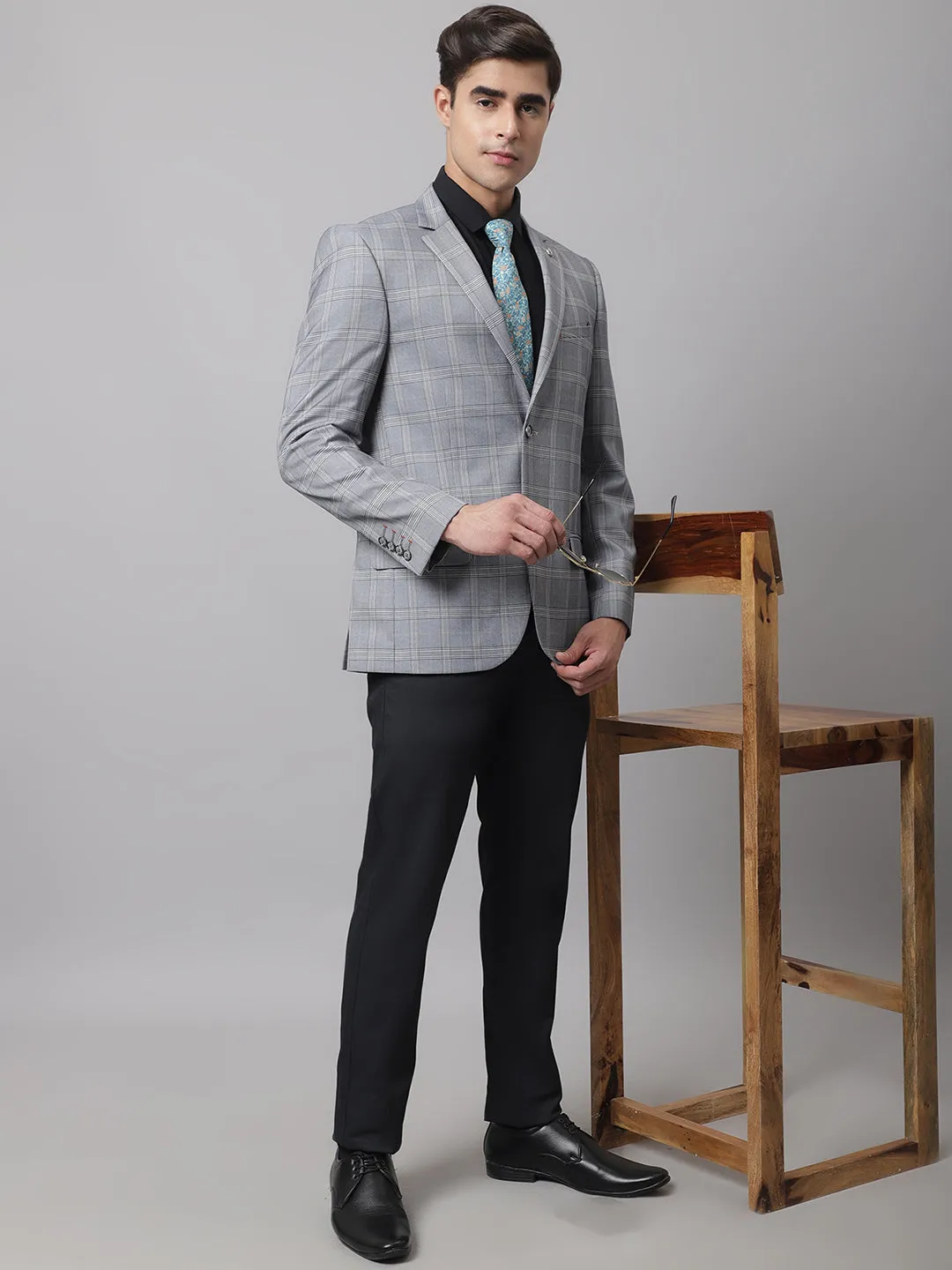 Men Light Grey Formal Blazer