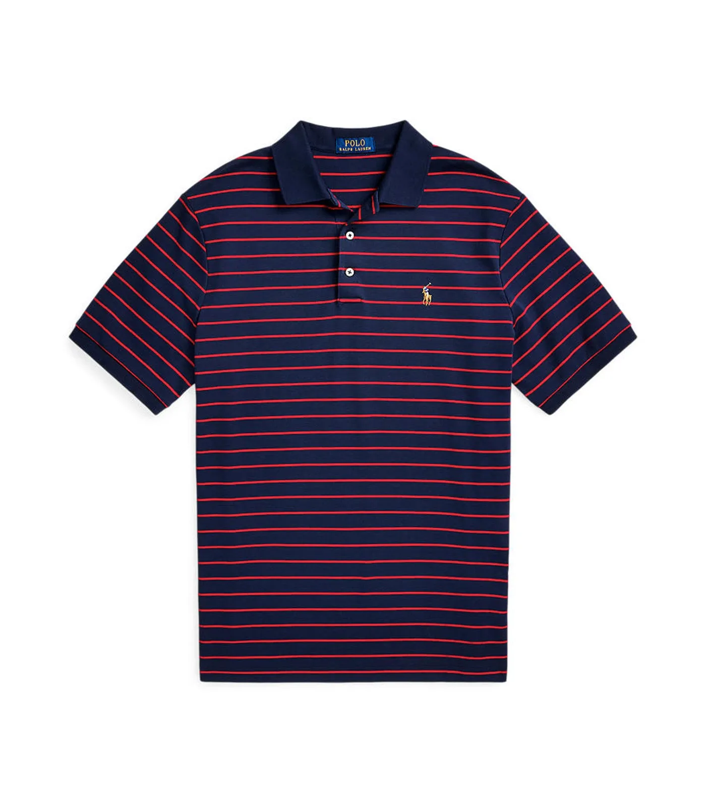 Men's Classic Fit Soft Cotton Polo Shirt Red/Refined Navy