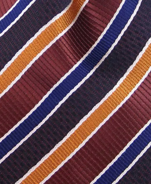 Navy and Multi-colored Brown Striped 4" Wide Necktie