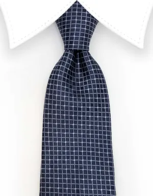 Navy Blue Grid Tie with Mini Dots