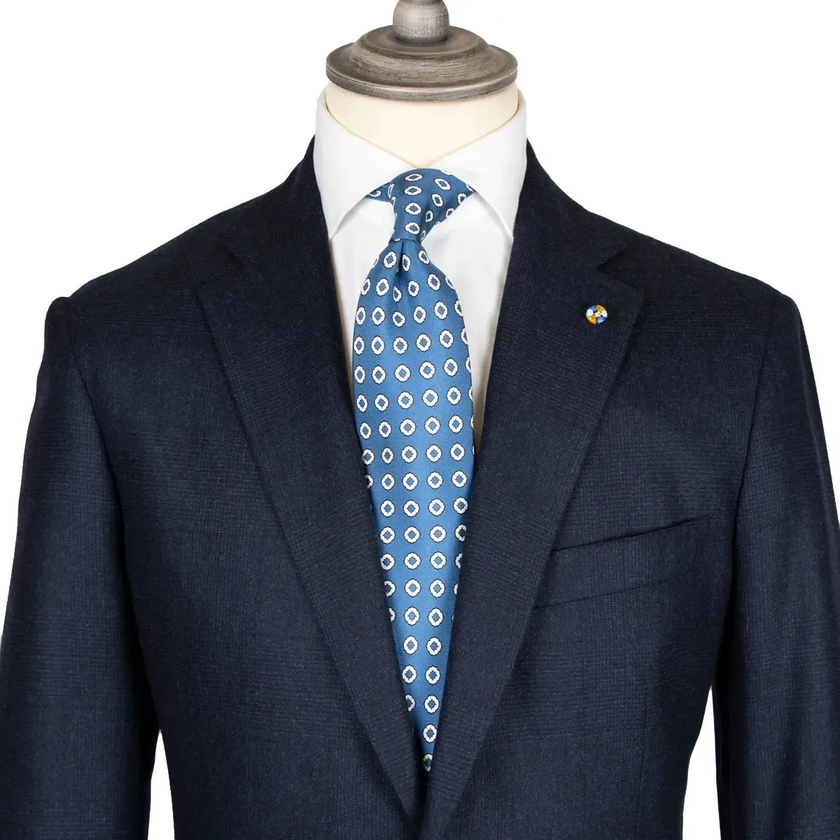 Navy Check Italian Wool & Cashmere Suit