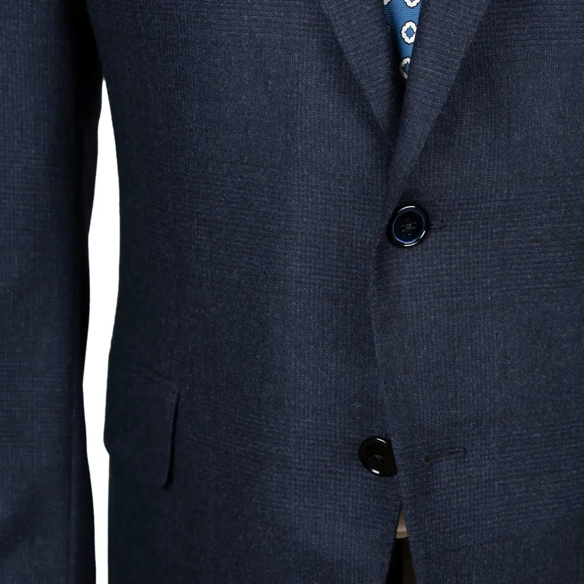 Navy Check Italian Wool & Cashmere Suit