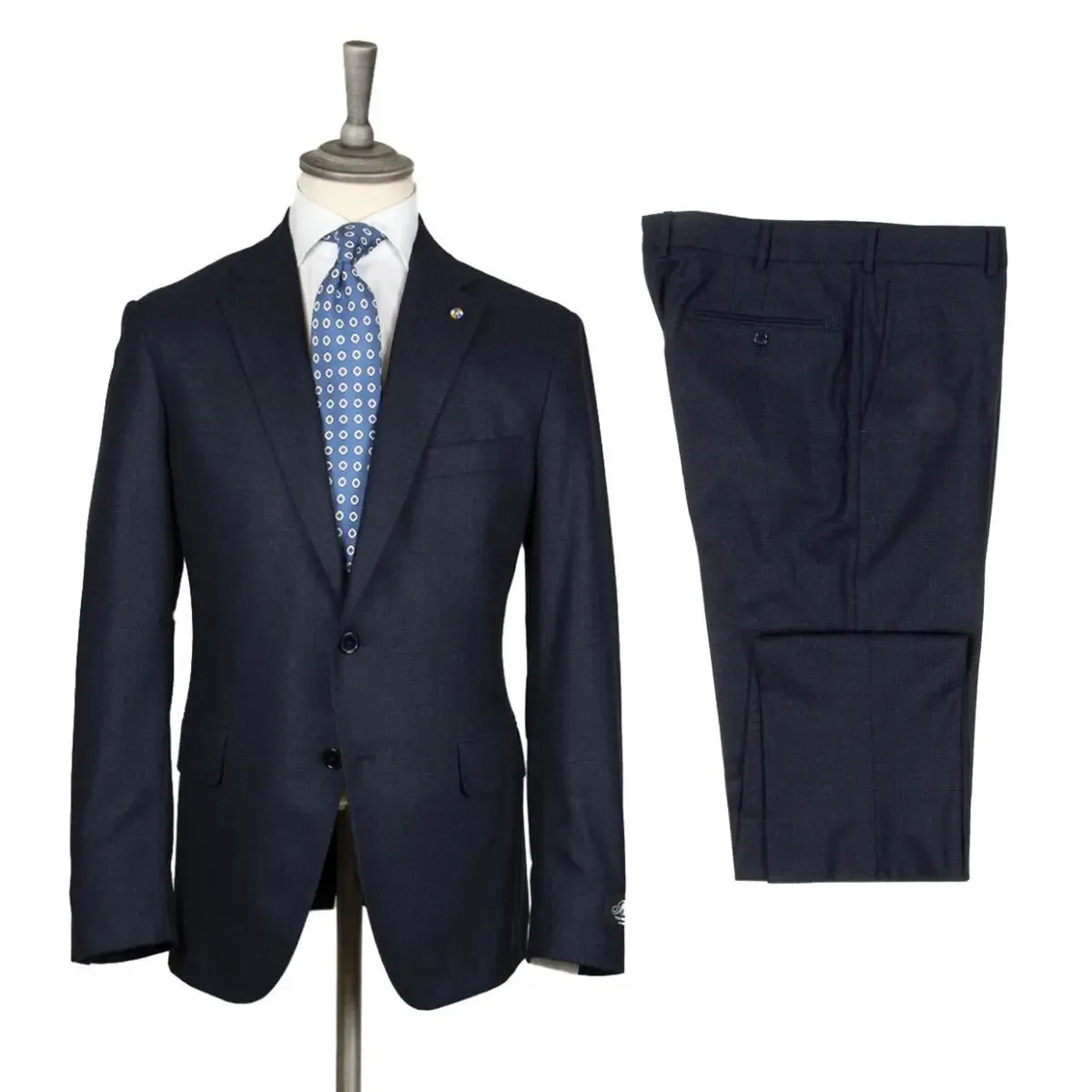 Navy Check Italian Wool & Cashmere Suit