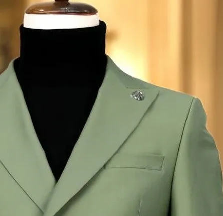 Olive Green Double Breasted Suit