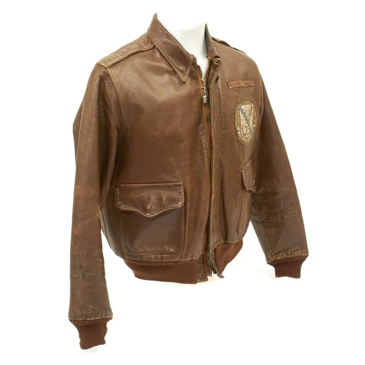 Original U.S. WWII Named Navigator 98th Bomb Group A-2 Flight Jacket featured in Silver Wings & Leather Jackets