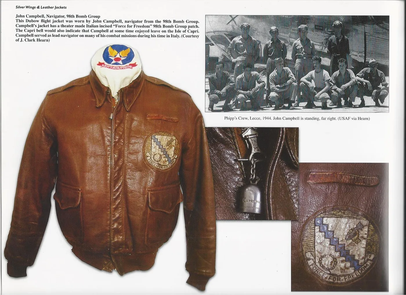 Original U.S. WWII Named Navigator 98th Bomb Group A-2 Flight Jacket featured in Silver Wings & Leather Jackets