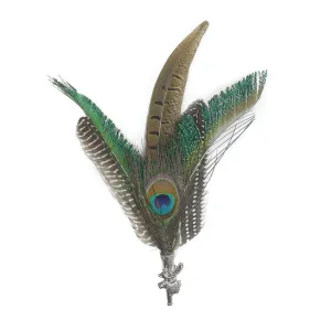 Peacock & Pheasant Oktoberfest Hunter Hat Feathers with Stag Pin