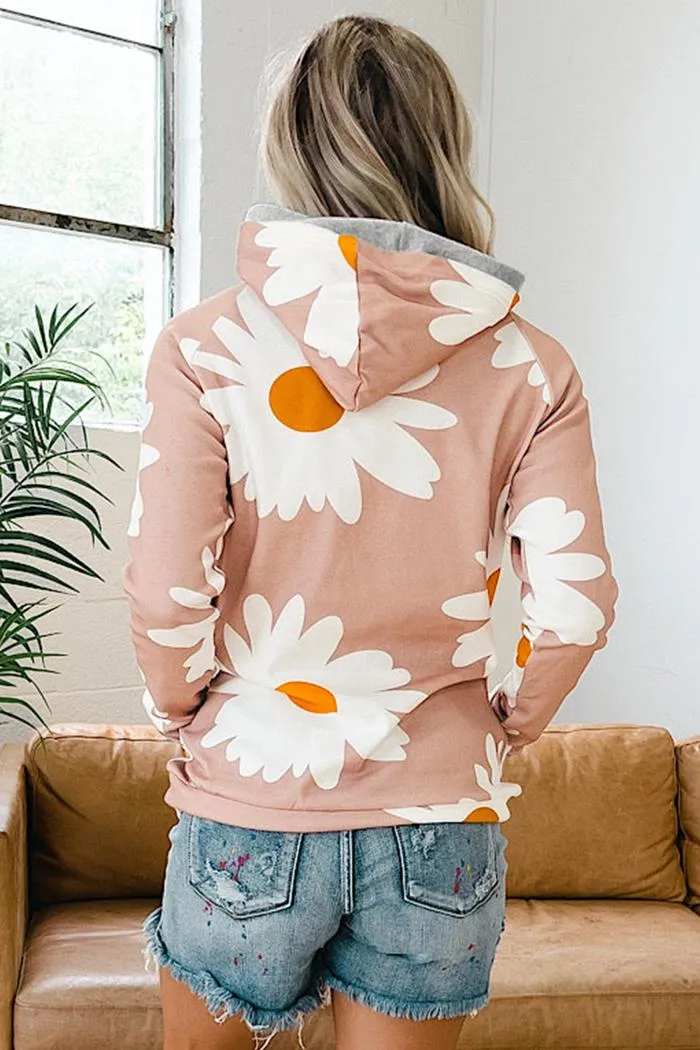 Pink Daisy Print Sweatshirt