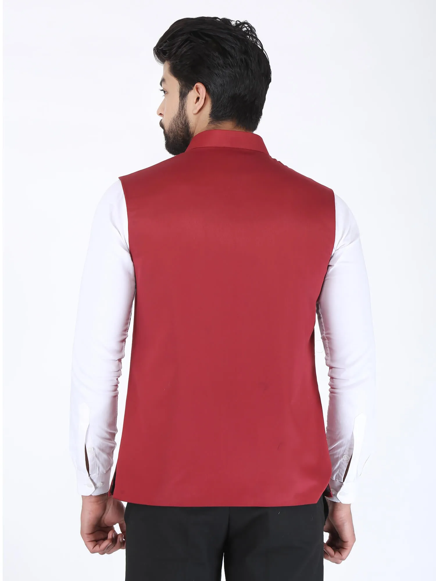 Red Solid Formal Nehru Jacket