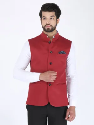 Red Solid Formal Nehru Jacket