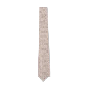 Silk Knitted Tie in Champagne