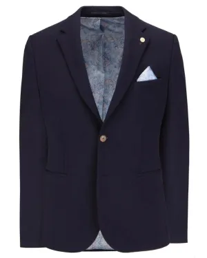 Textured Jersey Blazer - Navy