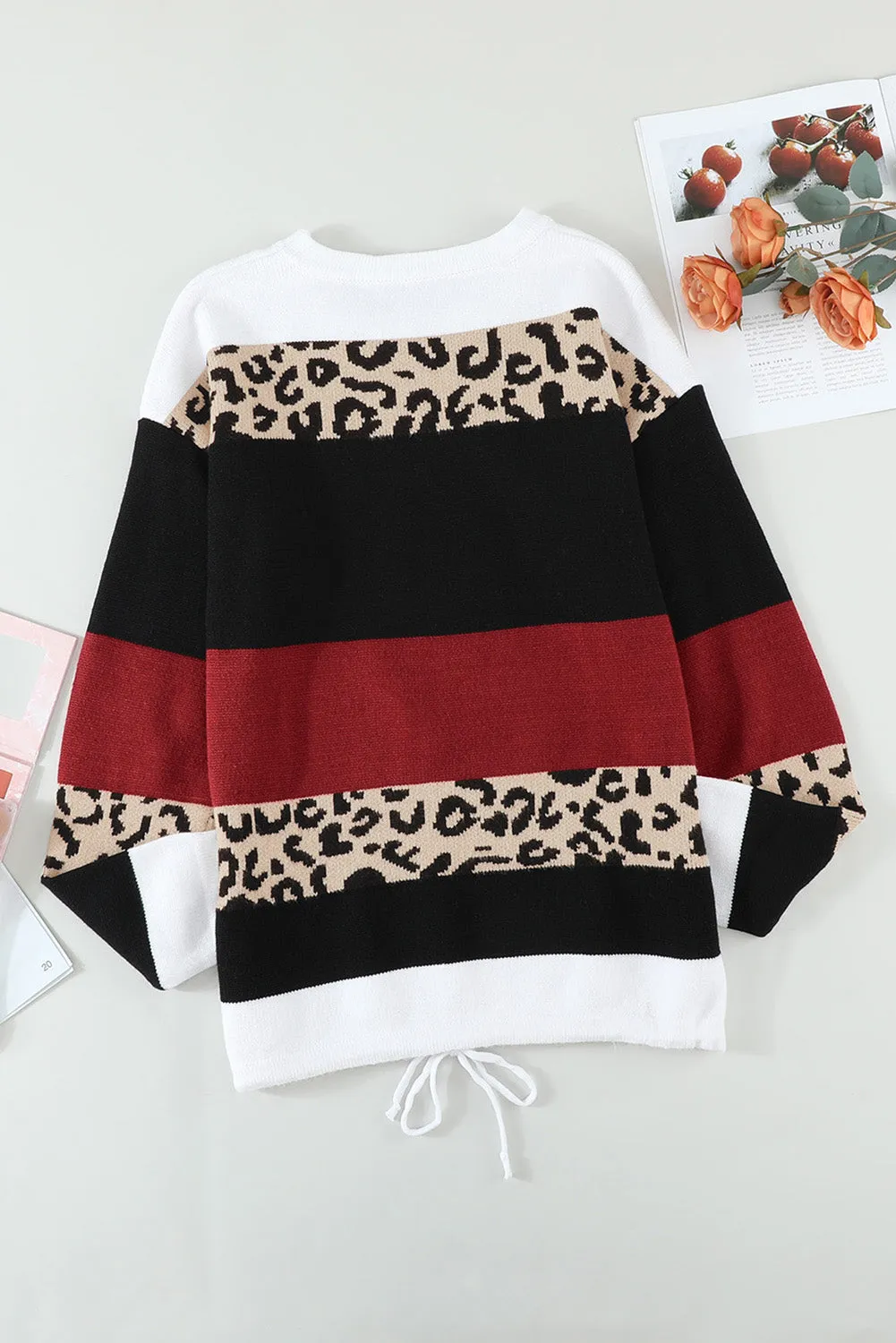 Wine Color Block Sweater