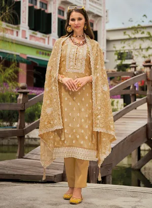 Yellow Traditional Embroidery Pant Style Suit